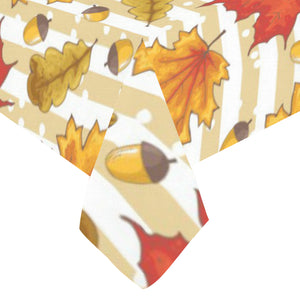 Maple leaf oak leaf acorns beige striped backgroun Tablecloth