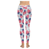 Strawberry pattern blue lines background Women's Legging Fulfilled In US