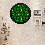 Frog waterlily pattern Elegant Black Wall Clock