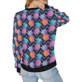 Pineapples pattern zigzag background Women's Crew Neck Sweatshirt