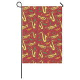 Saxophone cornet pattern red background House Flag Garden Flag