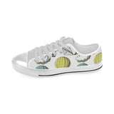 Hot Air Balloon Bird Cloud Pattern Men's Low Top Canvas Shoes White