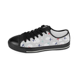 Airplane cloud grey background Women's Low Top Canvas Shoes Black