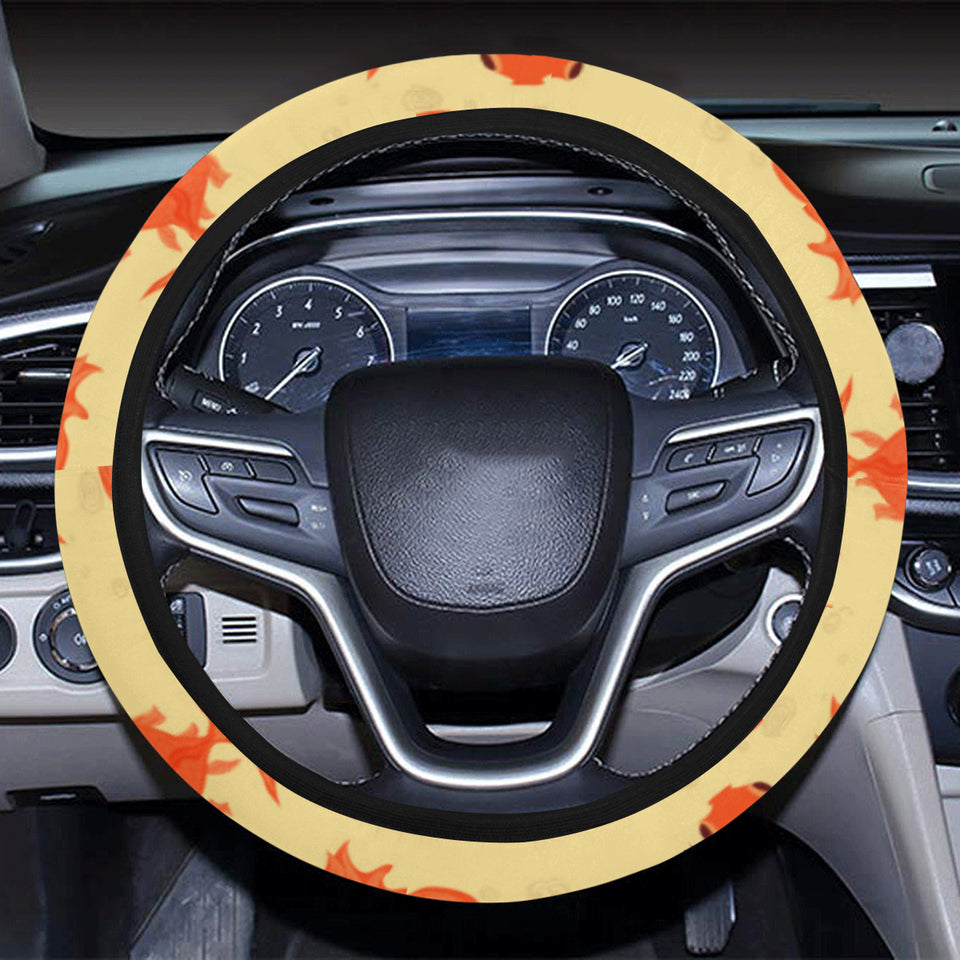 Goldfish Pattern Print Design 02 Car Steering Wheel Cover