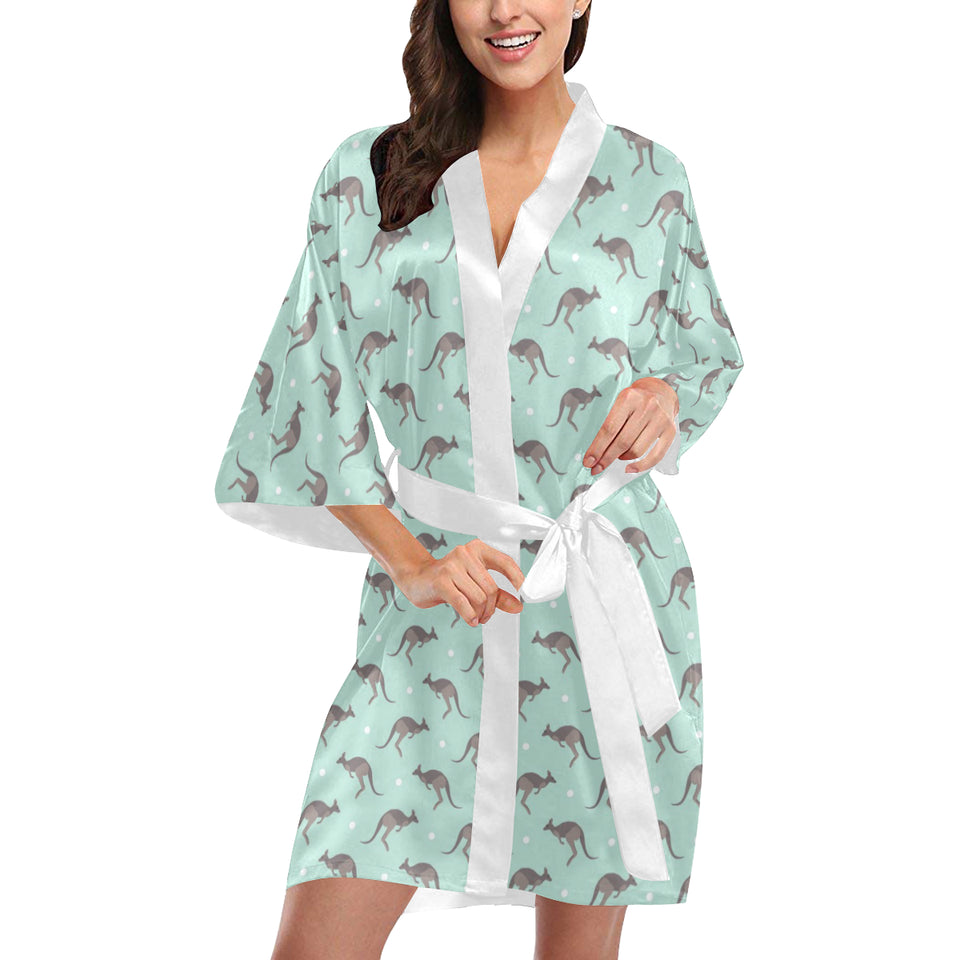 Kangaroo pattern background Women's Short Kimono Robe