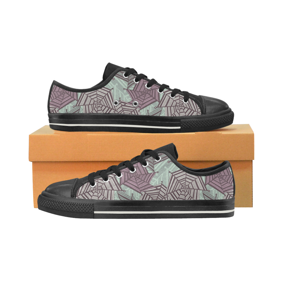 Spider web cobweb design color pattern Men's Low Top Canvas Shoes Black