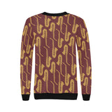 Hand drawn gold saxophone red background Women's Crew Neck Sweatshirt