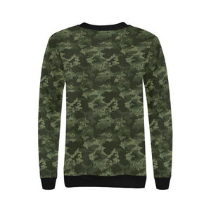 Digital Green camouflage pattern Women's Crew Neck Sweatshirt
