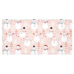 Cute snowman christmas tree snowpink background Tablecloth