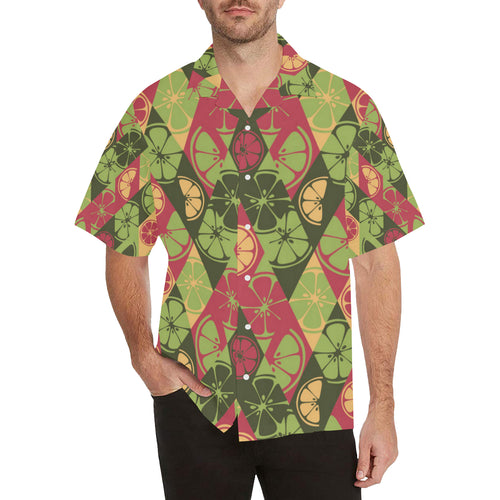 Cool Geometric lime pattern Men's All Over Print Hawaiian Shirt