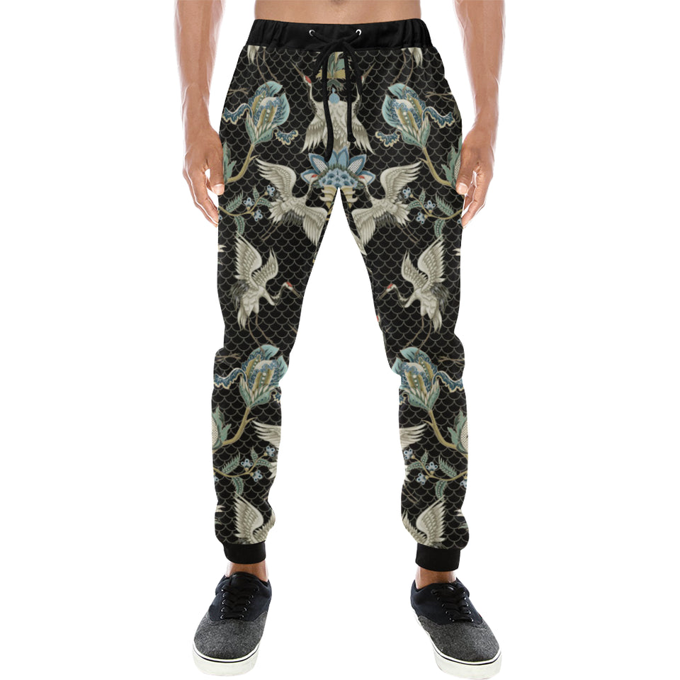 Japanese crane ornament elements Unisex Casual Sweatpants
