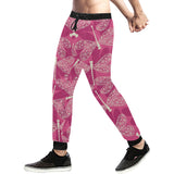 Beautiful dragonfly pink background Unisex Casual Sweatpants