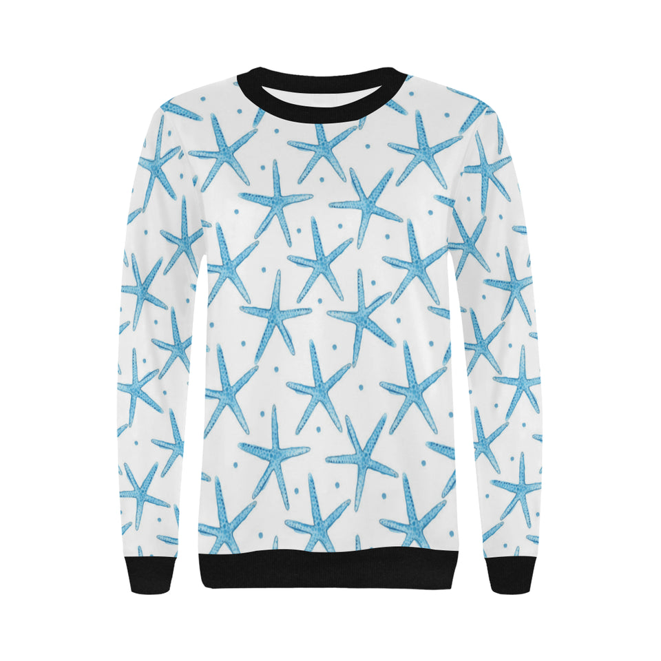 Watercolor starfish pattern Women's Crew Neck Sweatshirt