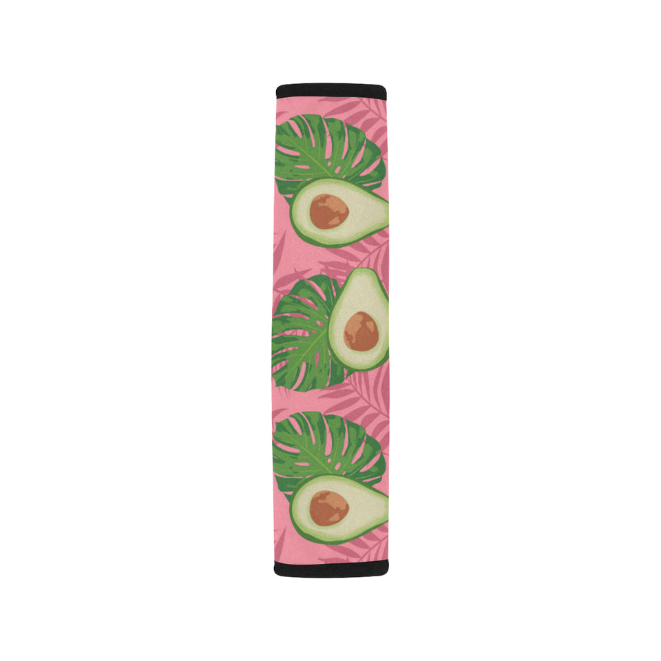 Avocado slices leaves pink back ground Car Seat Belt Cover