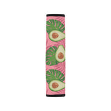 Avocado slices leaves pink back ground Car Seat Belt Cover
