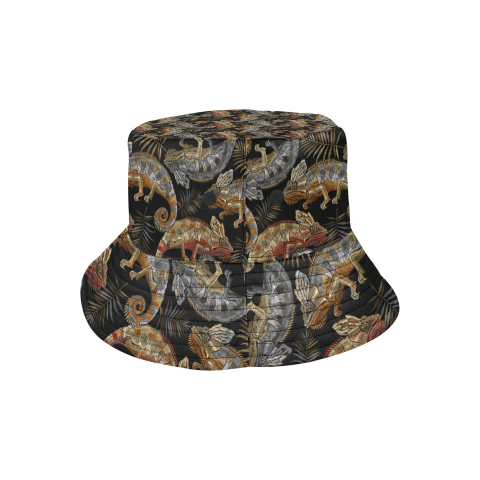 Chameleon lizard tropical leaves palm tree Unisex Bucket Hat