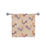 Cute rooster chicken cock floral ornament backgrou Bath Towel