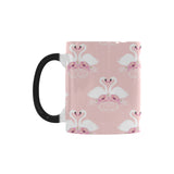 White swan and flower love pattern Morphing Mug Heat Changing Mug