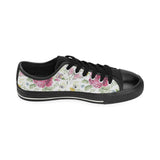 Hand drawn butterfly rose Men's Low Top Canvas Shoes Black