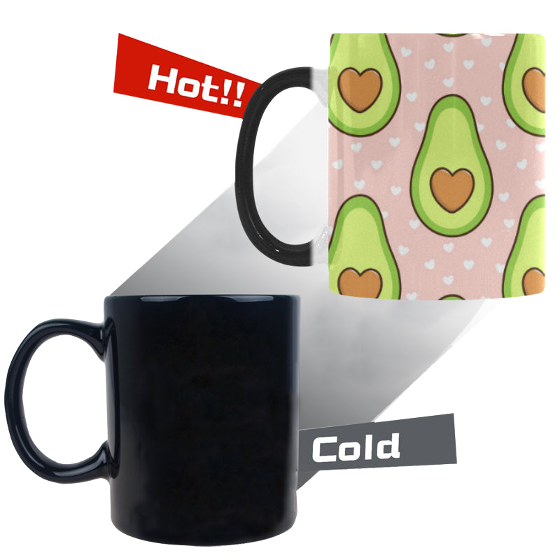 Avocado heart pink background Morphing Mug Heat Changing Mug