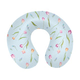 Watercolor Tulips pattern U-Shaped Travel Neck Pillow