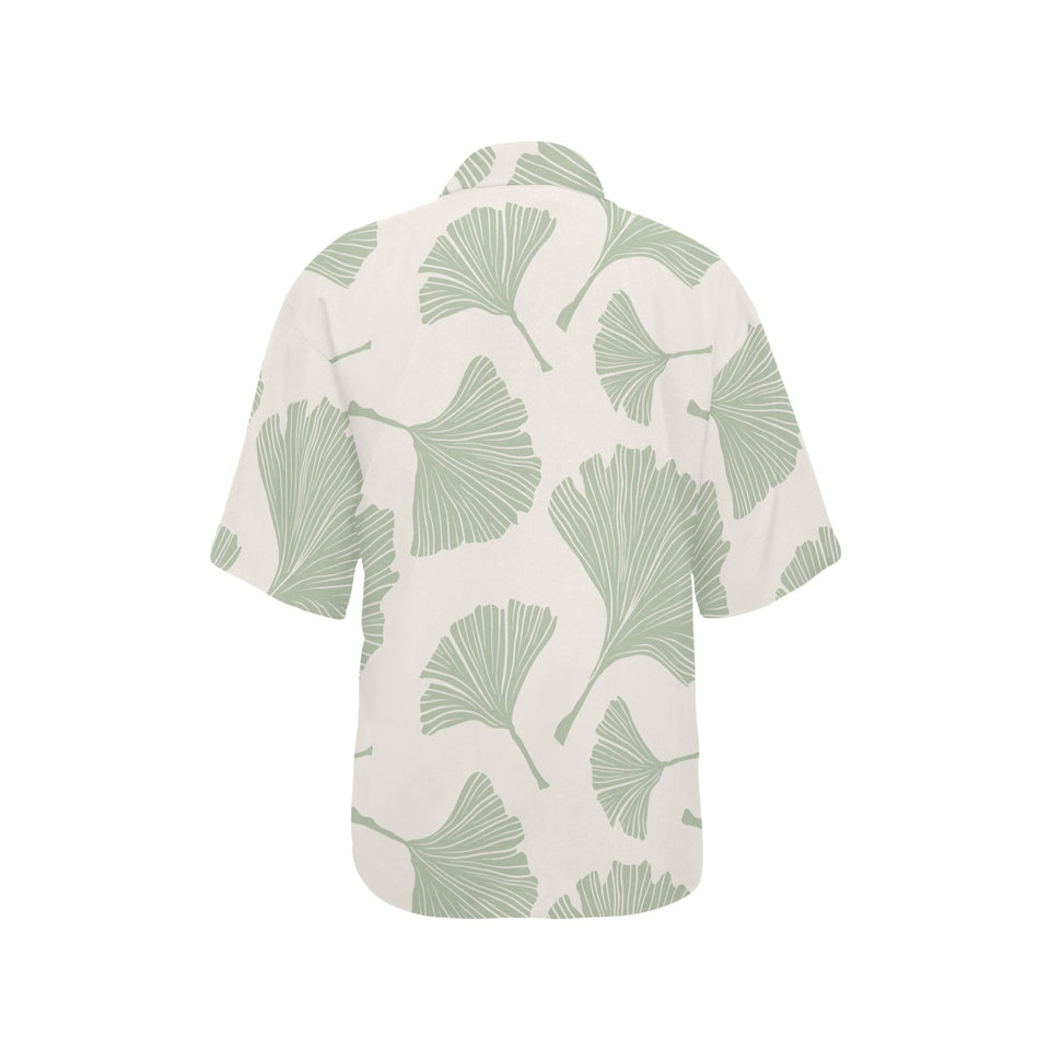 Ginkgo leaves pattern Women's All Over Print Hawaiian Shirt