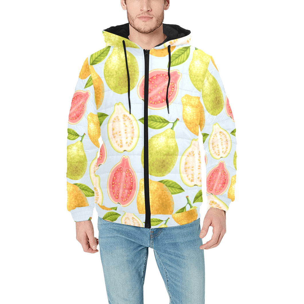 Guava design pattern Men's Padded Hooded Jacket