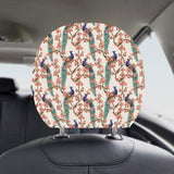 Peacock tropical flower pattern Car Headrest Cover