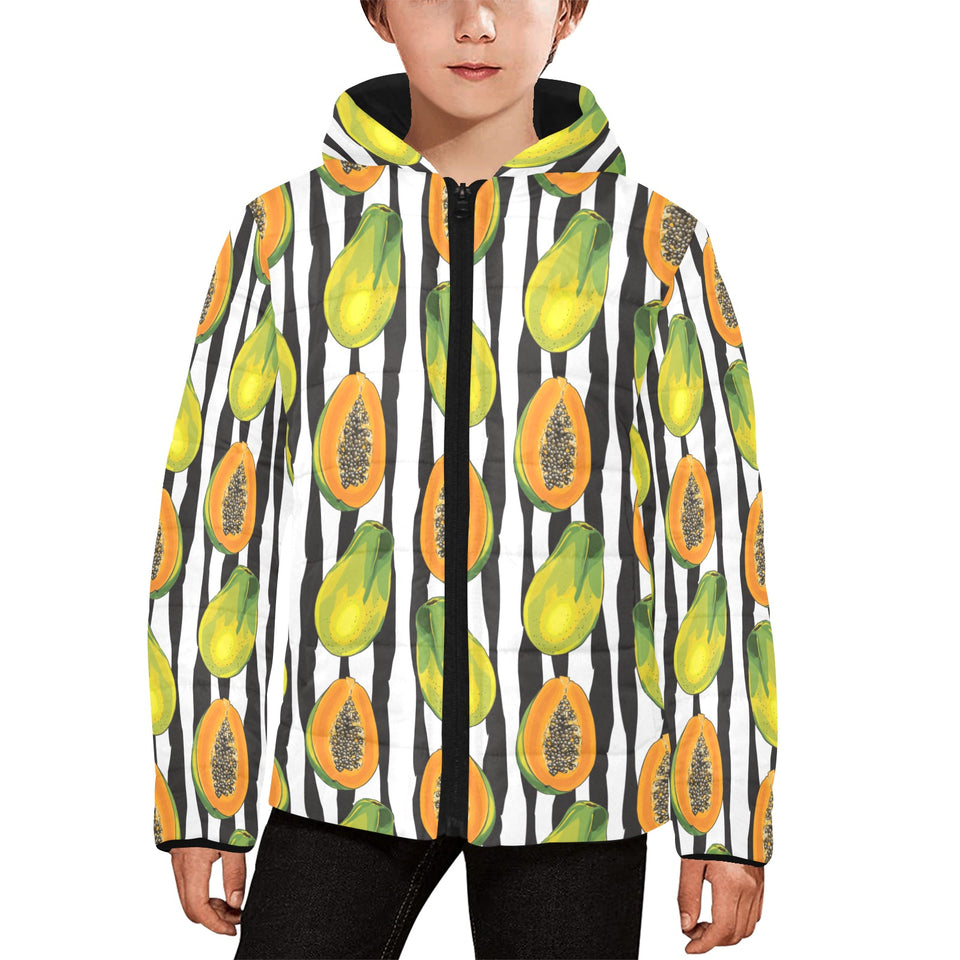 papaya design pattern Kids' Boys' Girls' Padded Hooded Jacket