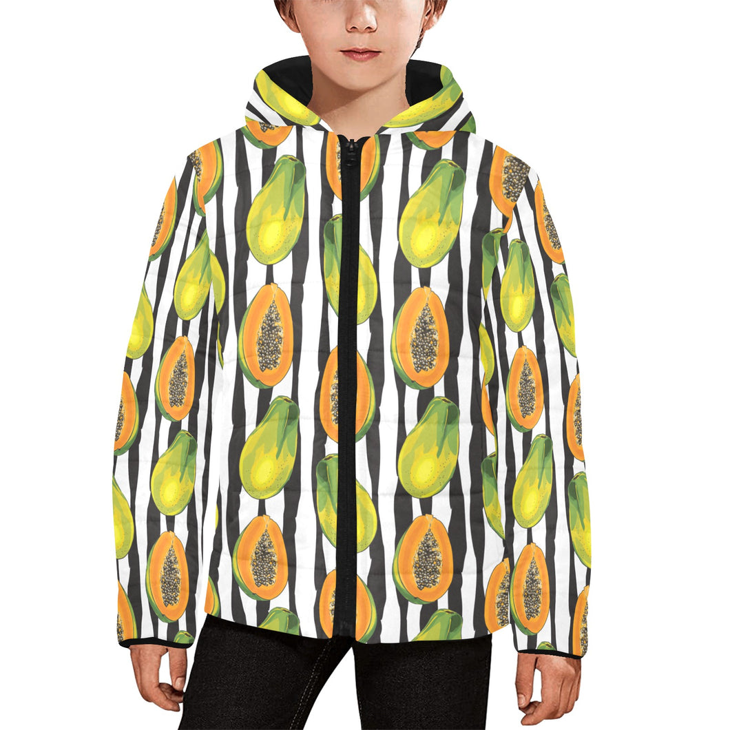 papaya design pattern Kids' Boys' Girls' Padded Hooded Jacket