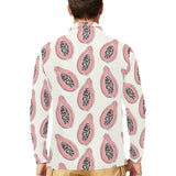 papaya pattern Men's Long Sleeve Polo Shirt