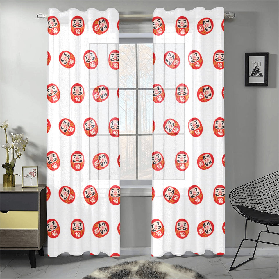 Daruma japanese wooden doll pattern Gauze Curtain