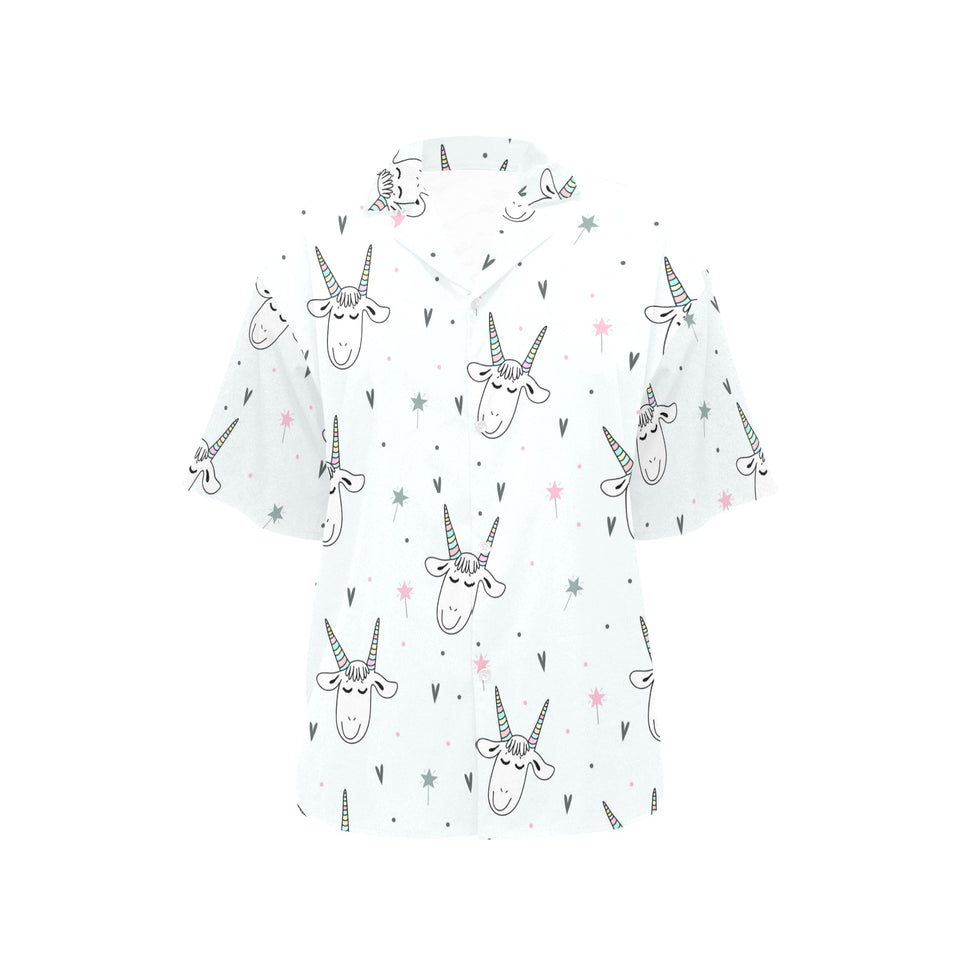 Cute goat design pattern Women's All Over Print Hawaiian Shirt