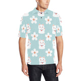 Maneki neko cat sakura Men's All Over Print Polo Shirt