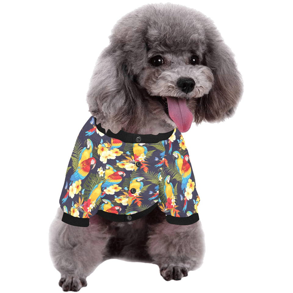 Colorful parrot flower pattern All Over Print Pet Dog Round Neck Fuzzy Shirt