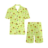 Snail Pattern Print Design 01 Men's V-Neck Short Pajama Set