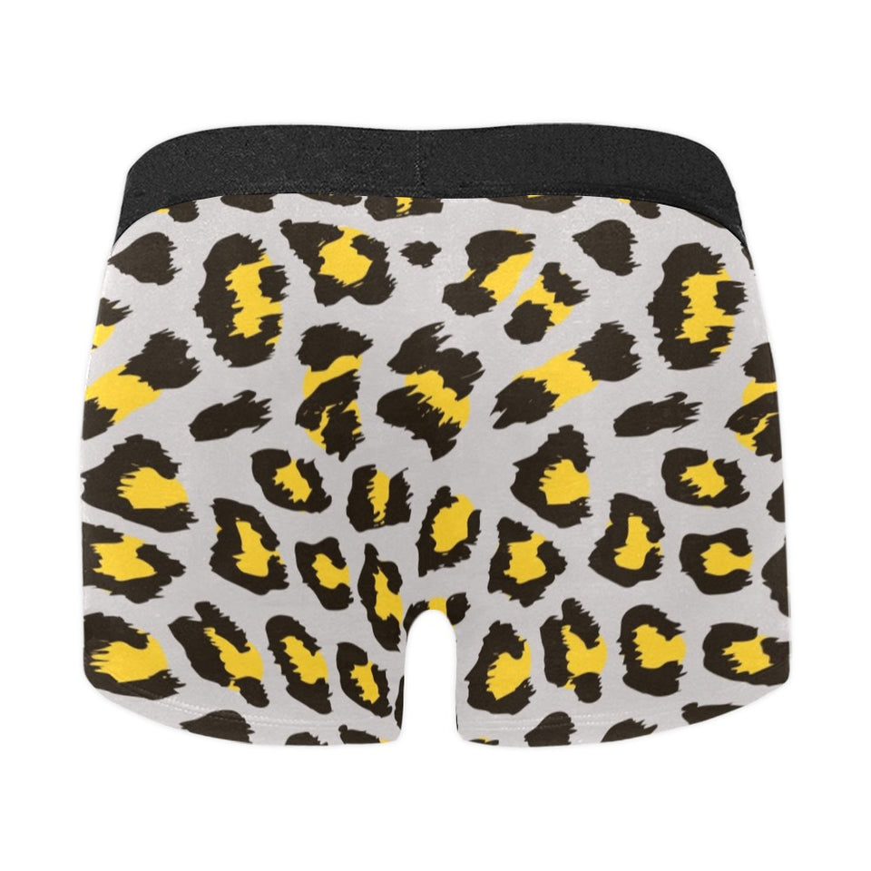 Gray Leopard print pattern Men's All Over Print Boxer Briefs Men's Underwear
