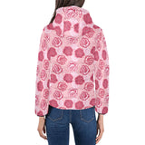 Rose Pattern Print Design 02 Women's Padded Hooded Jacket