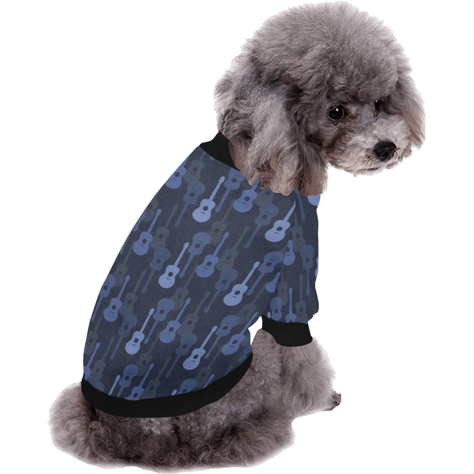 Blue Theme guitar pattern All Over Print Pet Dog Round Neck Fuzzy Shirt