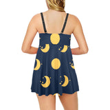 Moon star pattern Chest Sexy Pleated Two Piece Swim Dress