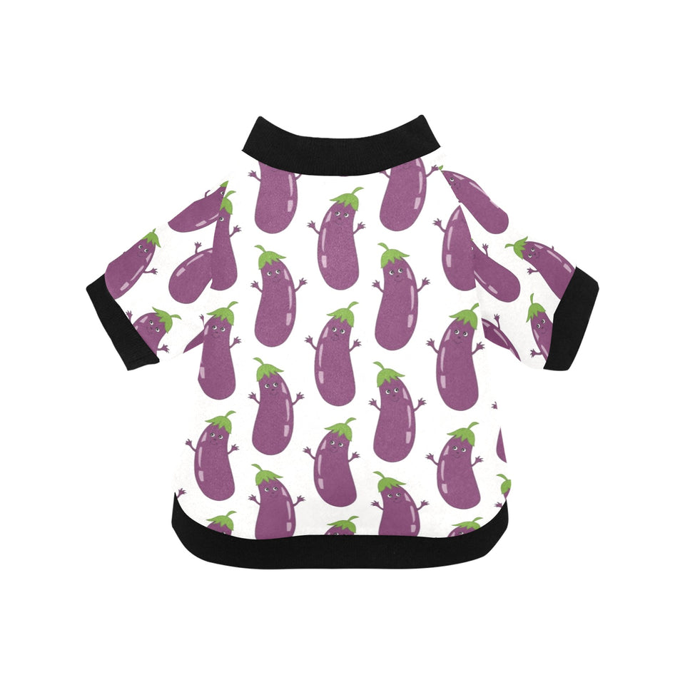 Eggplant Pattern Print Design 01 All Over Print Pet Dog Round Neck Fuzzy Shirt