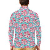 3D sakura cherry blossom pattern Men's Long Sleeve Polo Shirt