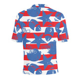 American football ball star stripes pattern Men's All Over Print Polo Shirt