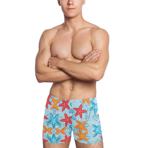 Blue red orange starfish pattern Men's Swimming Trunks