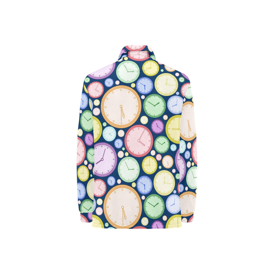 Colorful clock background Women's Long Sleeve Polo Shirt