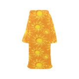 Sun orange background Blanket Robe with Sleeves
