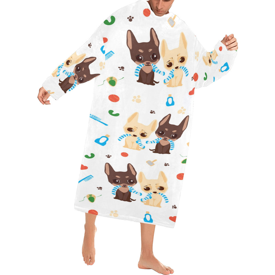 Cute Chihuahua dog pattern Blanket Robe with Sleeves