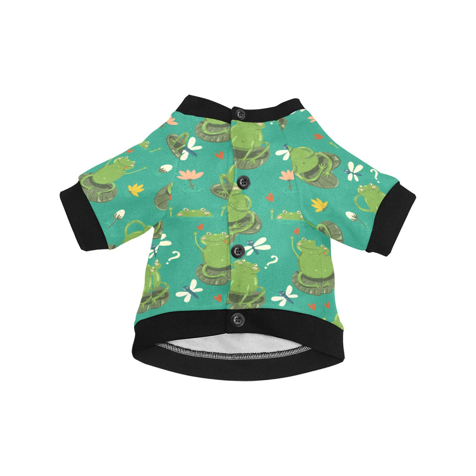 Cute frog dragonfly design pattern All Over Print Pet Dog Round Neck Fuzzy Shirt