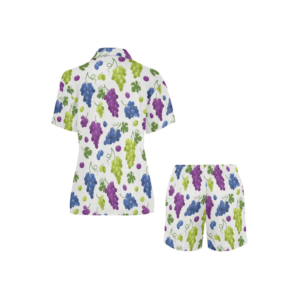 Grape pattern Women's V-Neck Short Pajama Set