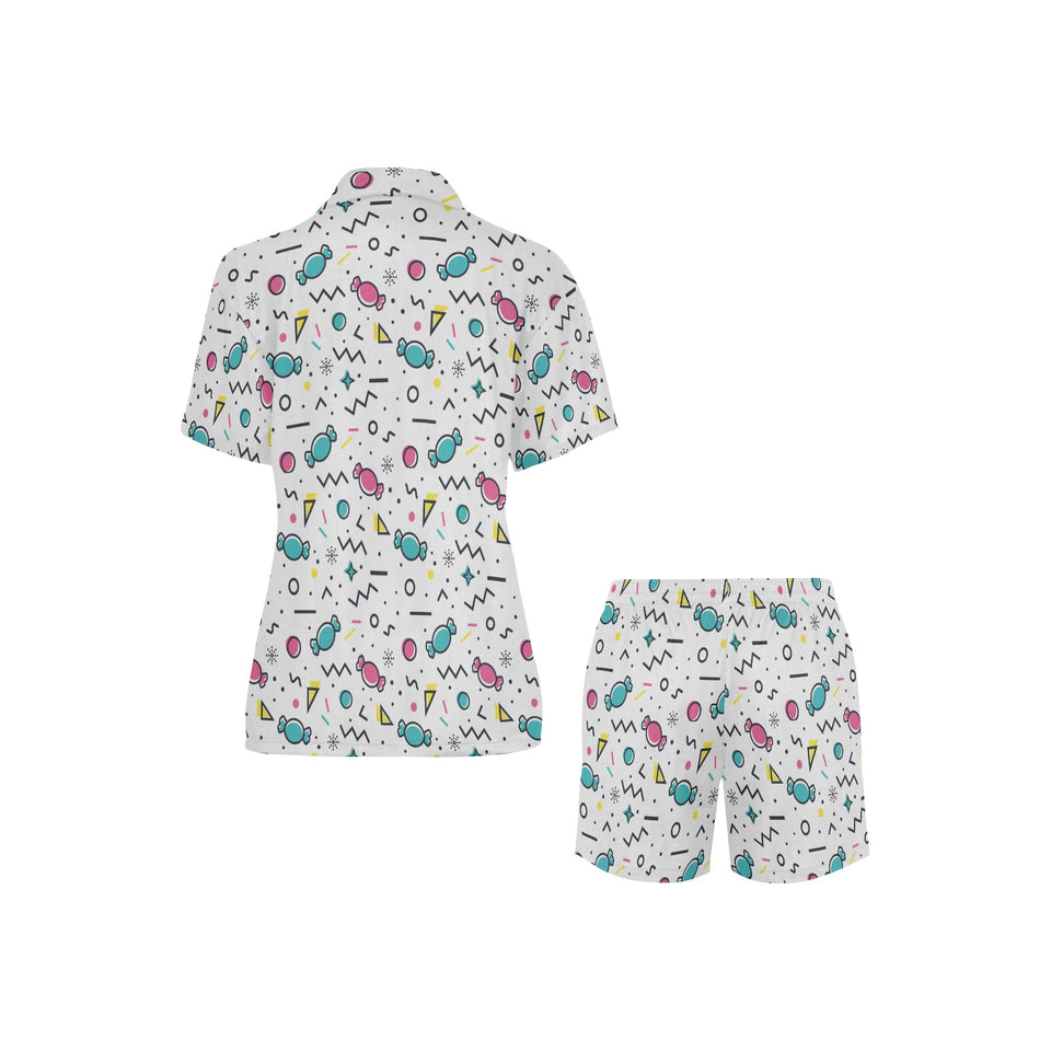 Candy design pattern Women's V-Neck Short Pajama Set